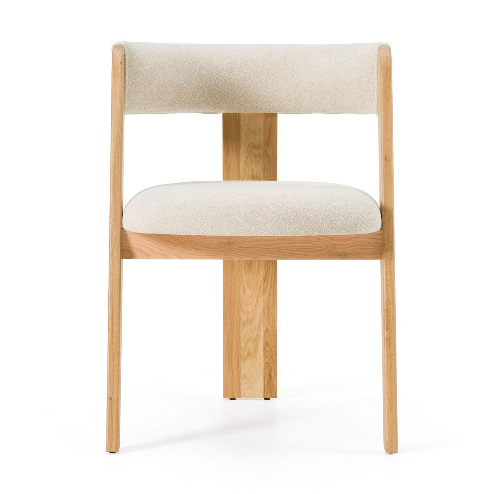 Cid Ashi Dining Side Chair Set of 2, Light Brown Oak Wood, Beige Fabric - BM338354