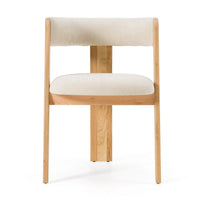 Cid Ashi Dining Side Chair Set of 2, Light Brown Oak Wood, Beige Fabric - BM338354