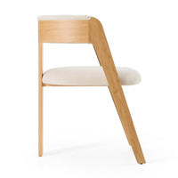 Cid Ashi Dining Side Chair Set of 2, Light Brown Oak Wood, Beige Fabric - BM338354