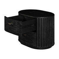 Fely Nightstand, 2 Drawers, Gold Metal Handles, Black Acacia Veneer - BM338356