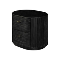 Fely Nightstand, 2 Drawers, Gold Metal Handles, Black Acacia Veneer - BM338356