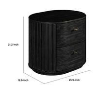 Fely Nightstand, 2 Drawers, Gold Metal Handles, Black Acacia Veneer - BM338356