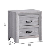 Laide Nightstand with 2 Drawers, Cup Handles, Gray Driftwood Finish Wood - BM338359