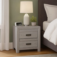 Laide Nightstand with 2 Drawers, Cup Handles, Gray Driftwood Finish Wood - BM338359