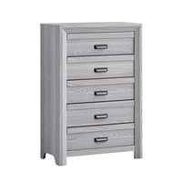Laide Tall Dresser Chest with 5 Drawers, Cup Handles, Gray Driftwood Veneer - BM338360