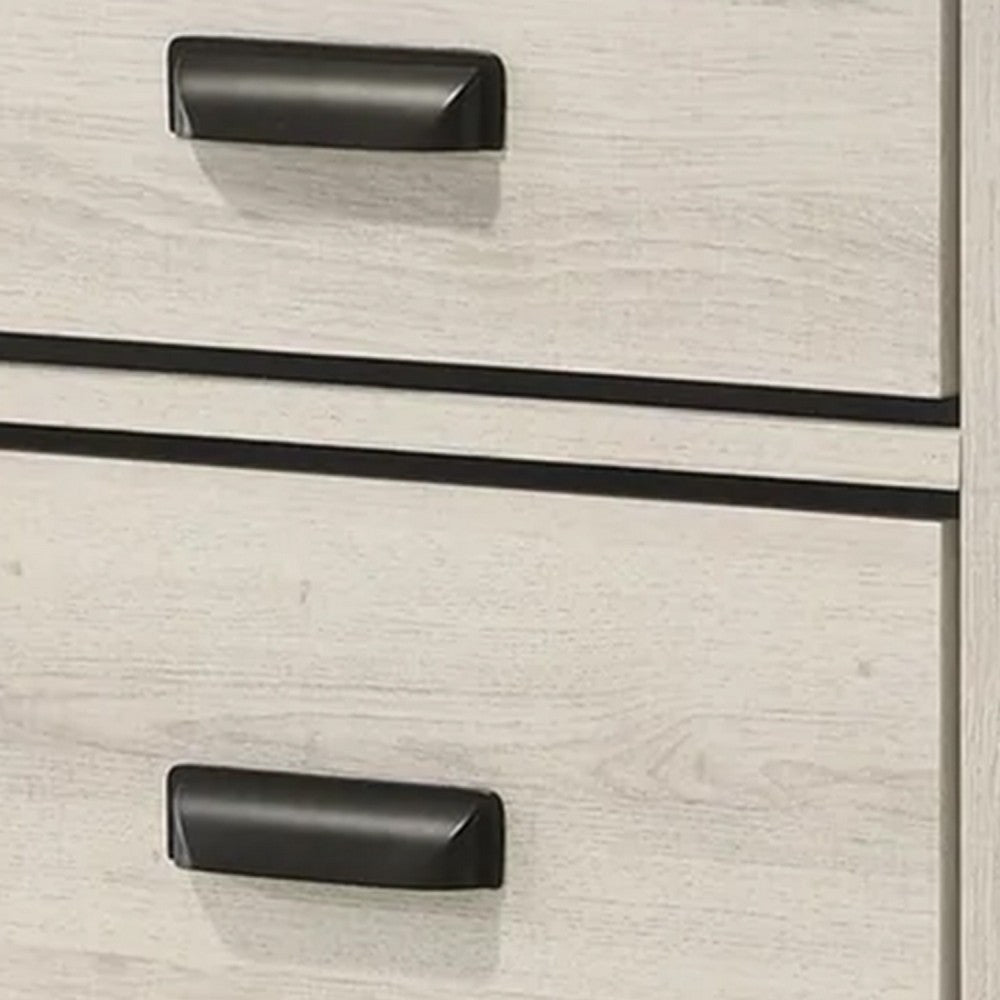 Lei Bedroom Nightstand with 2 Drawers, Distressed White Wood - BM338370