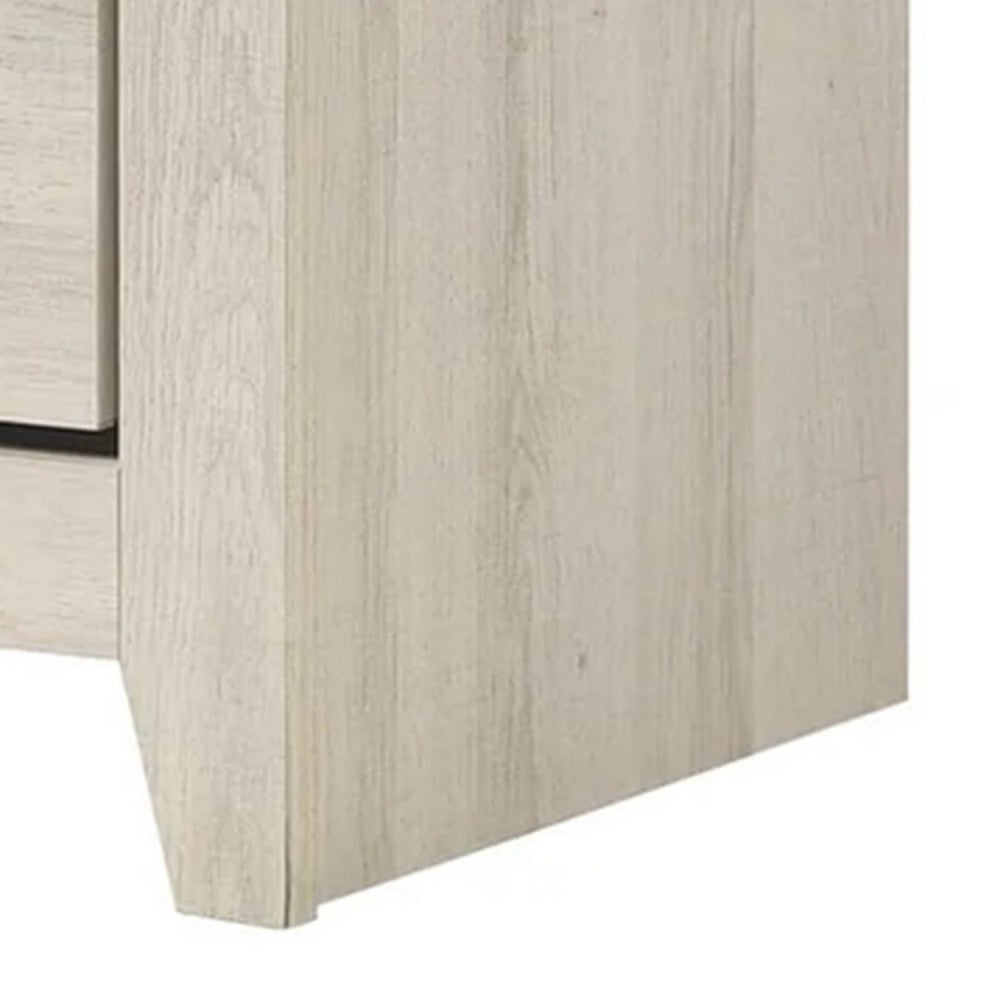 Lei Bedroom Nightstand with 2 Drawers, Distressed White Wood - BM338370