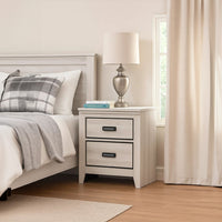 Lei Bedroom Nightstand with 2 Drawers, Distressed White Wood - BM338370