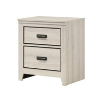 Lei Bedroom Nightstand with 2 Drawers, Distressed White Wood - BM338370