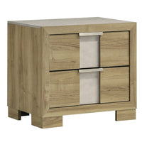 Amey Nightstand with 2 Drawers, White Trim and Driftwood Brown Finish - BM338377