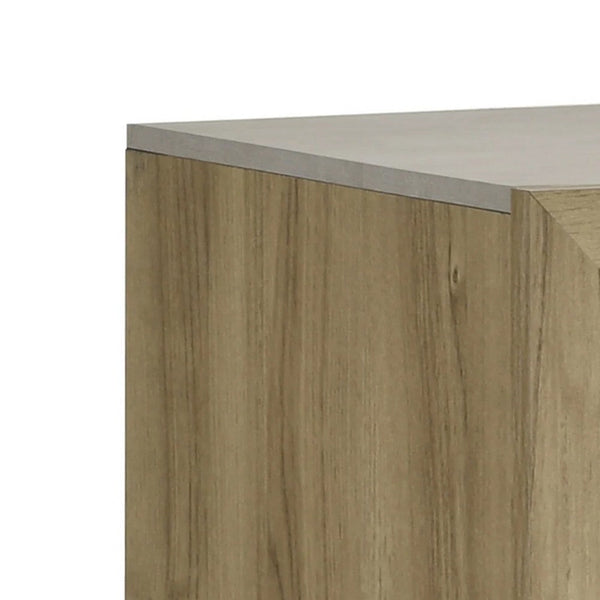 Amey Nightstand with 2 Drawers, White Trim and Driftwood Brown Finish - BM338377