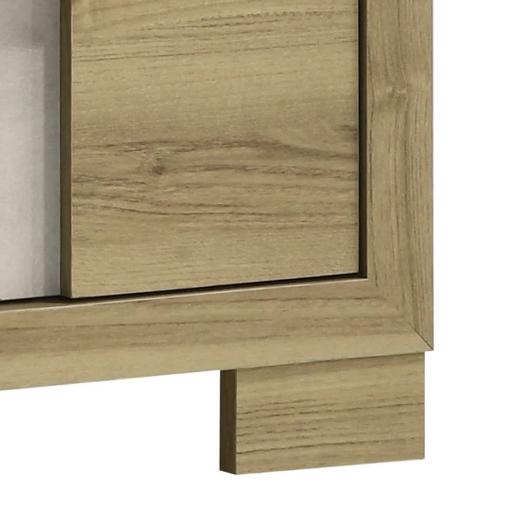 Amey Nightstand with 2 Drawers, White Trim and Driftwood Brown Finish - BM338377