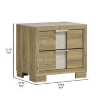 Amey Nightstand with 2 Drawers, White Trim and Driftwood Brown Finish - BM338377