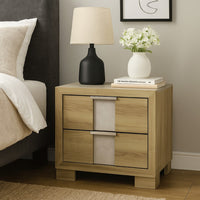 Amey Nightstand with 2 Drawers, White Trim and Driftwood Brown Finish - BM338377