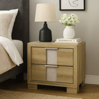 Amey Nightstand with 2 Drawers, White Trim and Driftwood Brown Finish - BM338377