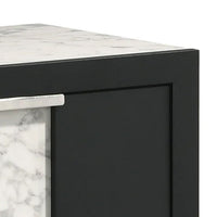 Amey 2 Drawer Nightstand, White Marble Trim, Black Wood - BM338383
