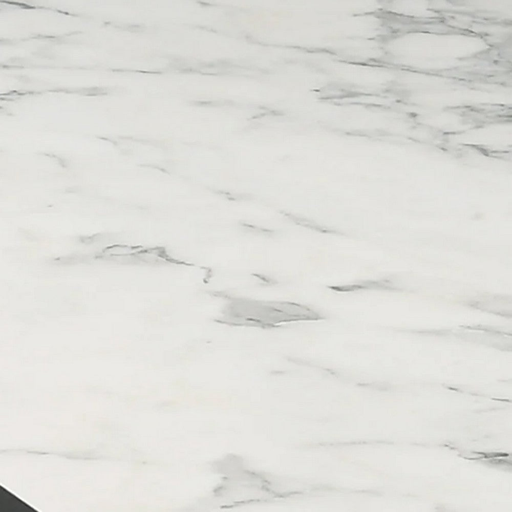 Amey 2 Drawer Nightstand, White Marble Trim, Black Wood - BM338383