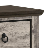 Elaya Nightstand with 2 Drawers, Black Metal, Weathered Gray Wood - BM338388