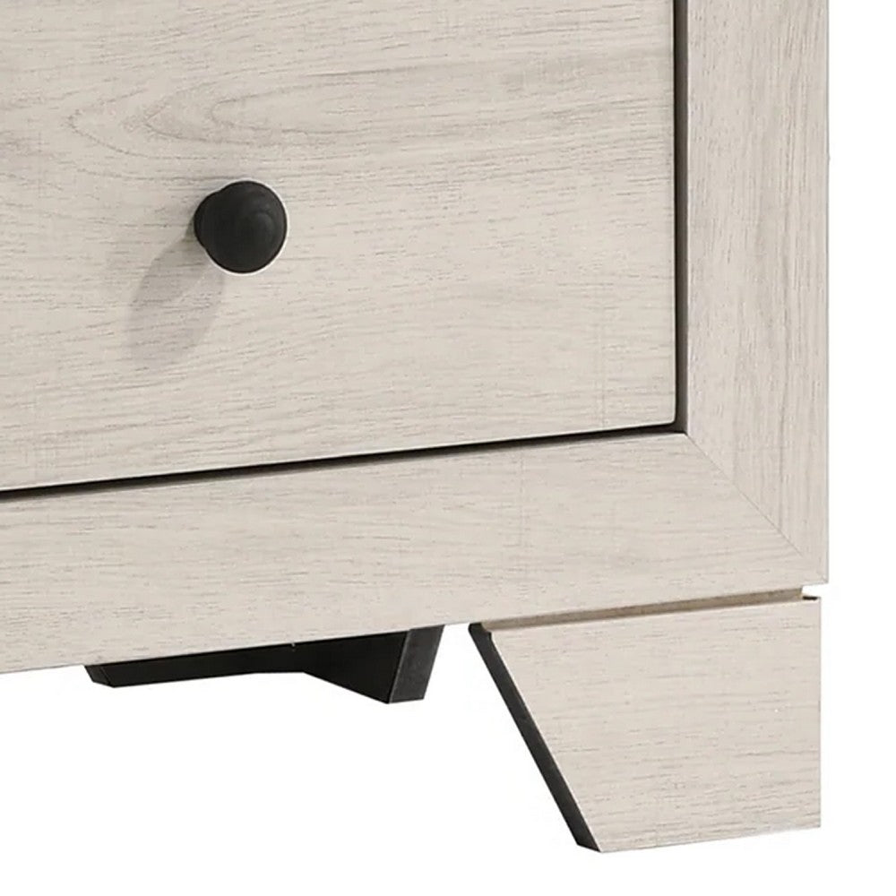 Cuzzy Nightstand with 2 Drawers, Black Metal, Natural White Wood - BM338393
