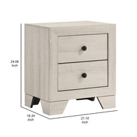 Cuzzy Nightstand with 2 Drawers, Black Metal, Natural White Wood - BM338393
