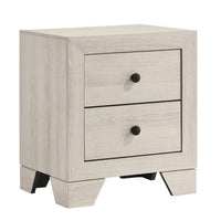 Cuzzy Nightstand with 2 Drawers, Black Metal, Natural White Wood - BM338393