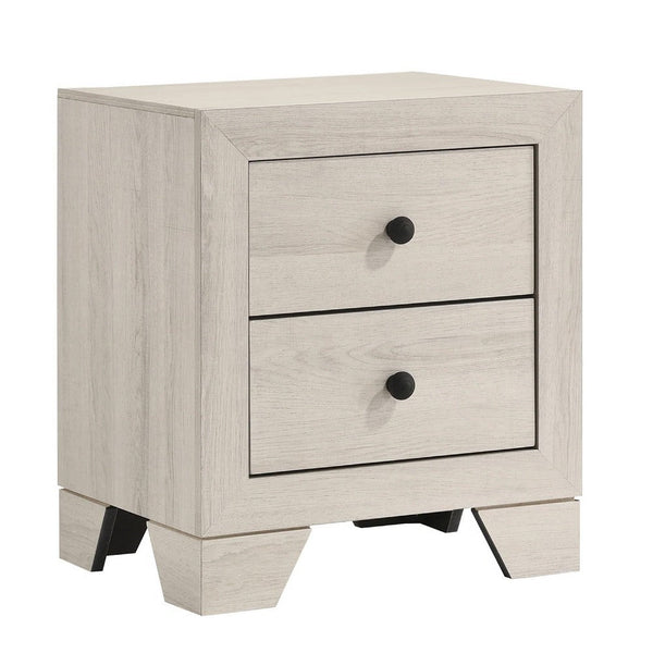 Cuzzy Nightstand with 2 Drawers, Black Metal, Natural White Wood - BM338393