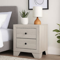 Cuzzy Nightstand with 2 Drawers, Black Metal, Natural White Wood - BM338393