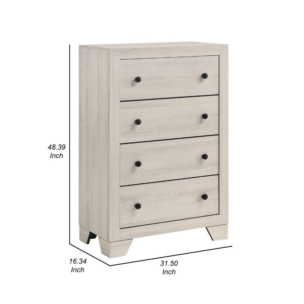 Cuzzy Tall Dresser Chest with 4 Drawers, Natural White Wood - BM338394