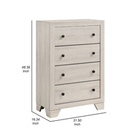 Cuzzy Tall Dresser Chest with 4 Drawers, Natural White Wood - BM338394