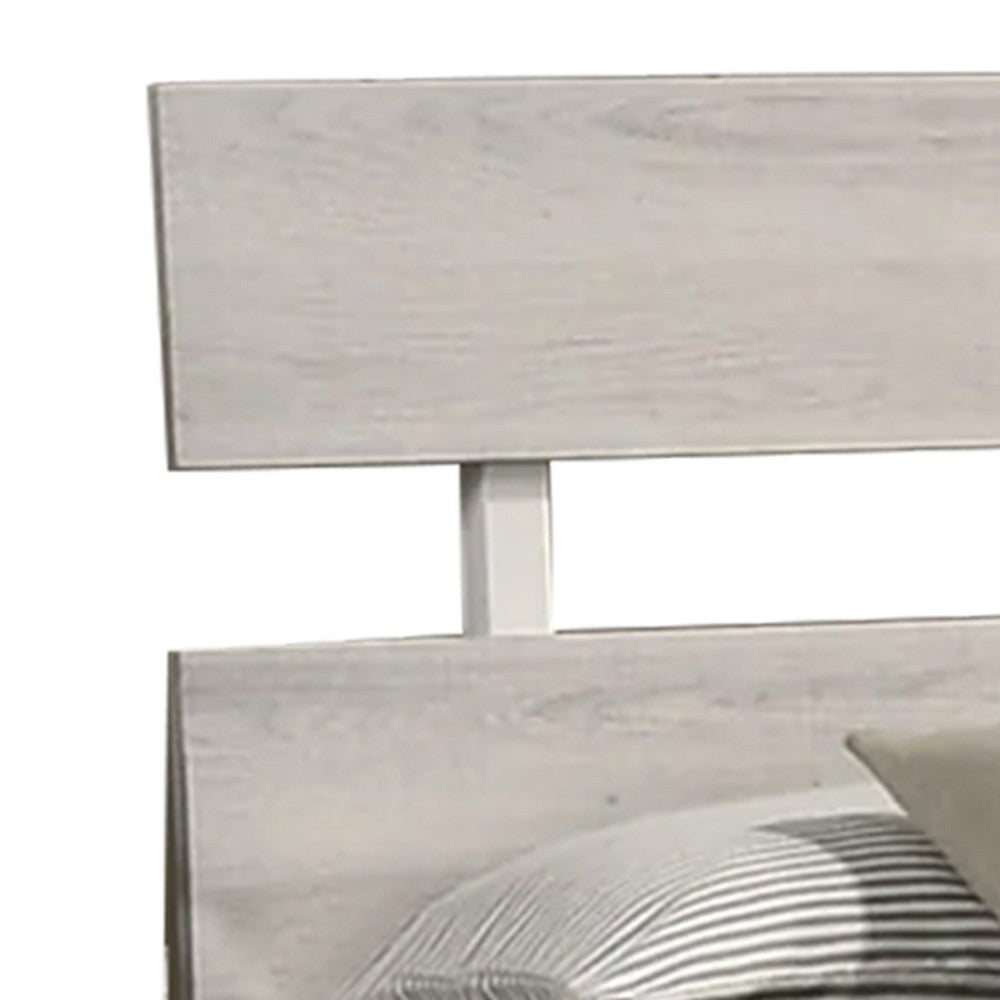 Cuzzy Full Platform Bed with Panel Headboard, Low Profile White Wood - BM338395