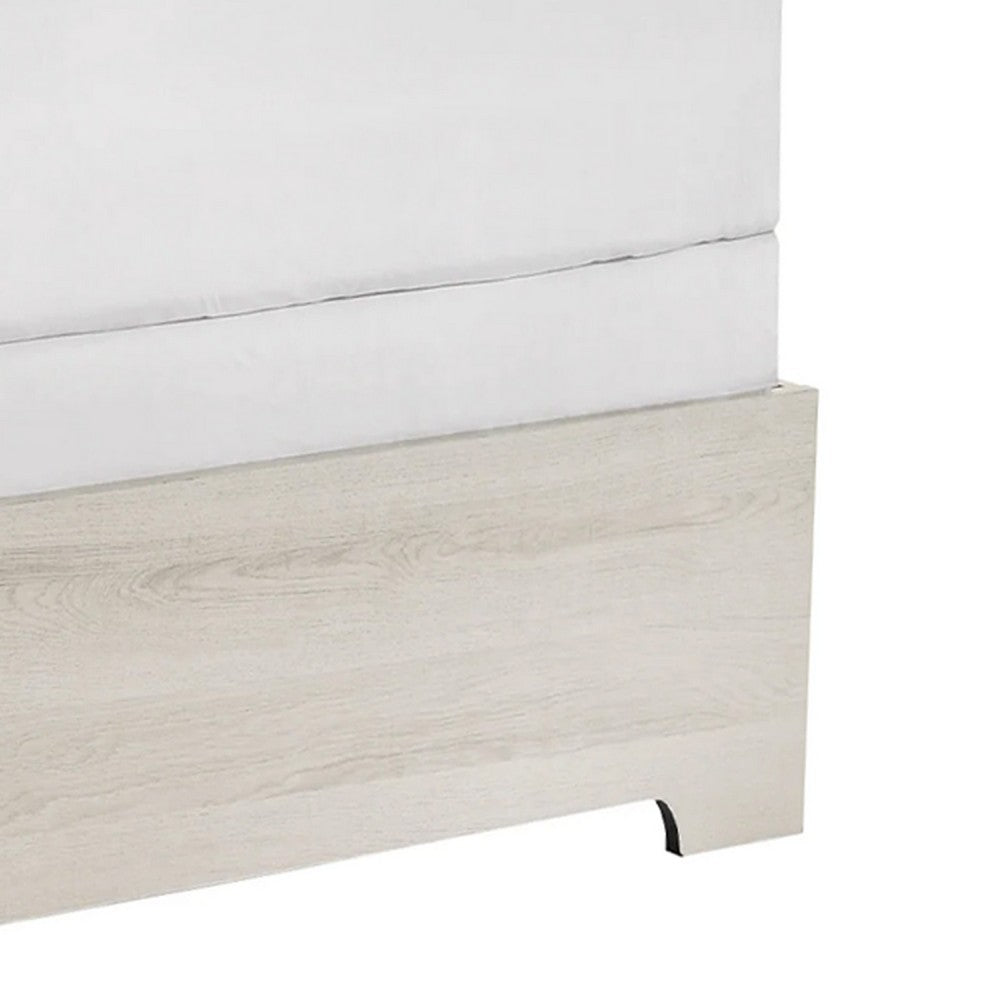 Cuzzy Full Platform Bed with Panel Headboard, Low Profile White Wood - BM338395