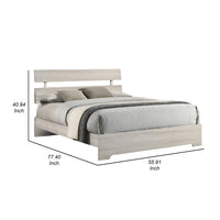 Cuzzy Full Platform Bed with Panel Headboard, Low Profile White Wood - BM338395