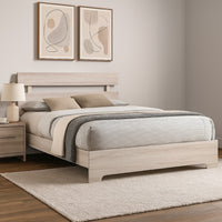 Cuzzy Full Platform Bed with Panel Headboard, Low Profile White Wood - BM338395