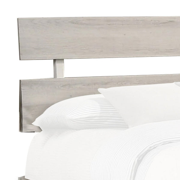Cuzzy King Platform Bed with Panel Headboard, Low Profile White Wood - BM338396