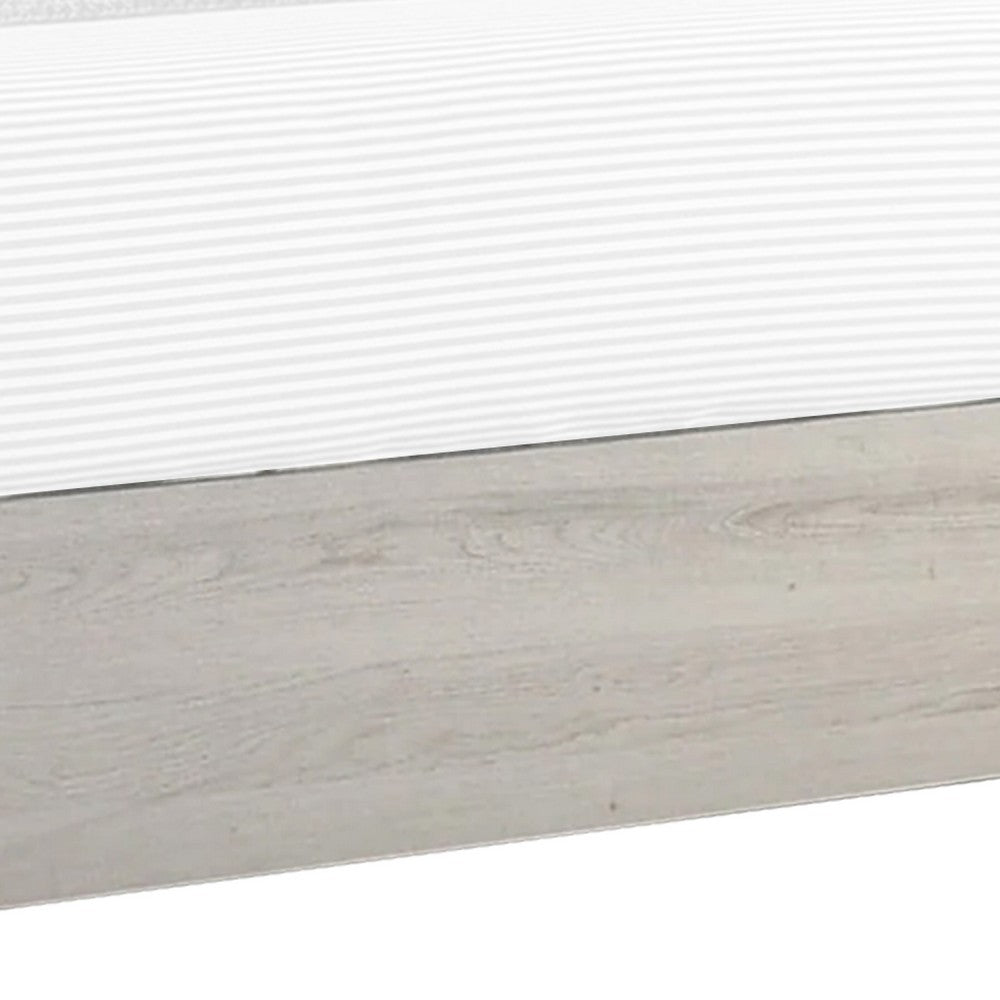 Cuzzy King Platform Bed with Panel Headboard, Low Profile White Wood - BM338396