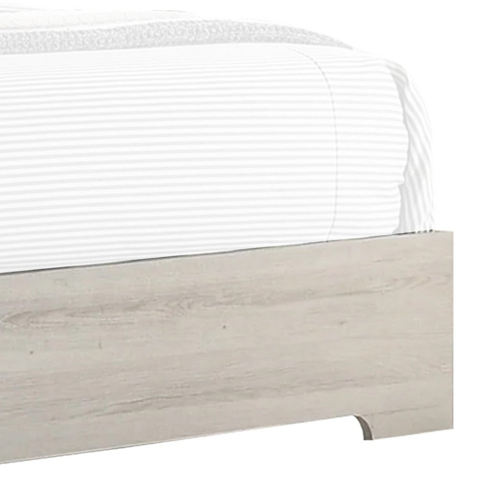 Cuzzy King Platform Bed with Panel Headboard, Low Profile White Wood - BM338396