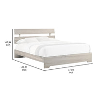Cuzzy King Platform Bed with Panel Headboard, Low Profile White Wood - BM338396