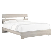 Cuzzy King Platform Bed with Panel Headboard, Low Profile White Wood - BM338396