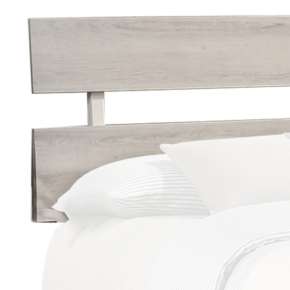 Cuzzy Queen Platform Bed with Panel Headboard, Low Profile White Wood - BM338397