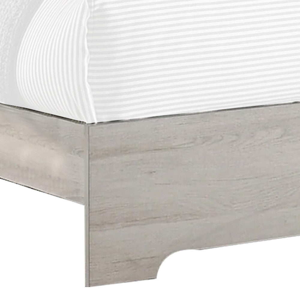 Cuzzy Queen Platform Bed with Panel Headboard, Low Profile White Wood - BM338397