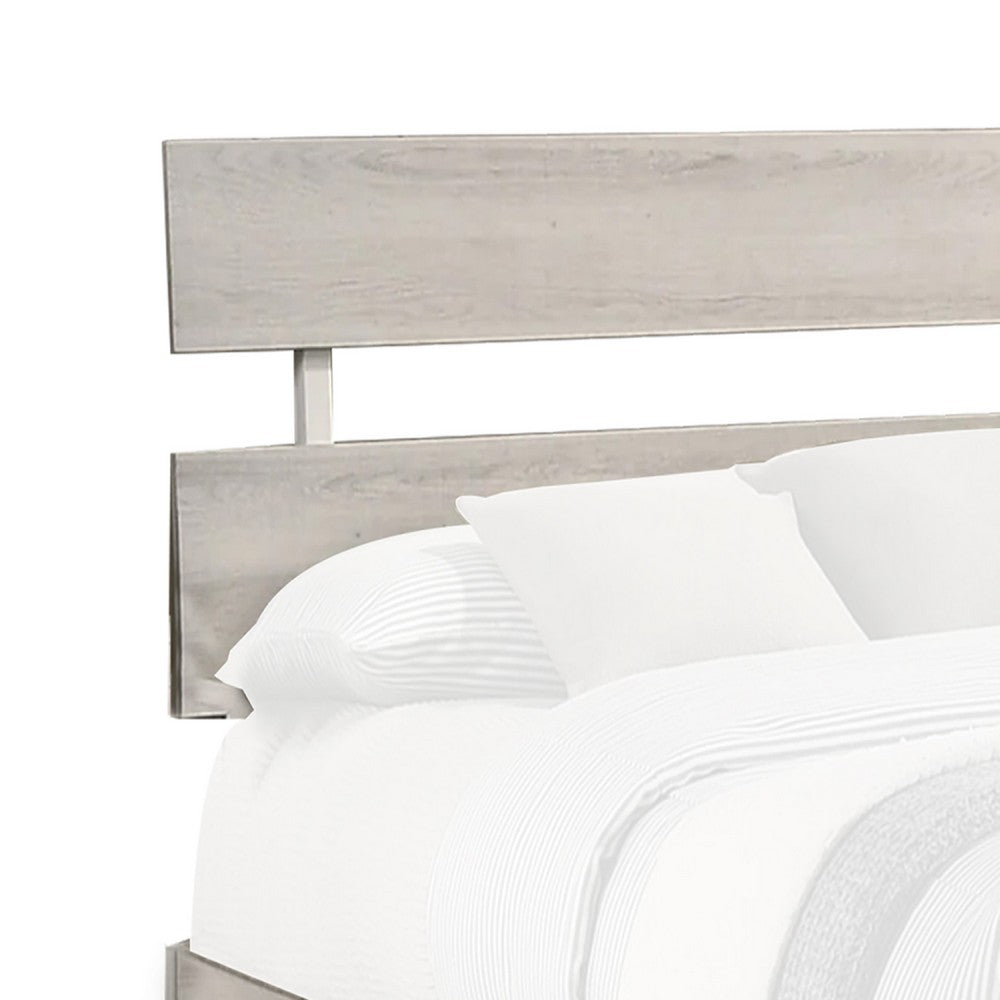 Cuzzy Twin Platform Bed with Panel Headboard, Low Profile White Wood - BM338398