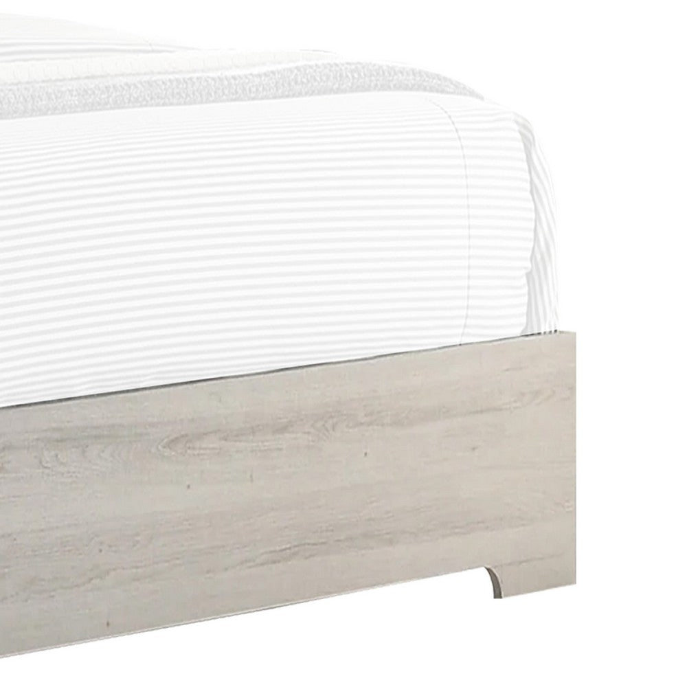 Cuzzy Twin Platform Bed with Panel Headboard, Low Profile White Wood - BM338398
