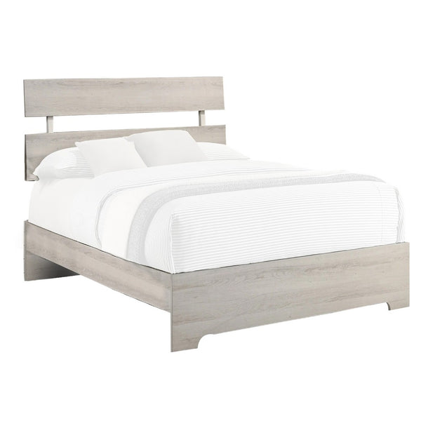 Cuzzy Twin Platform Bed with Panel Headboard, Low Profile White Wood - BM338398