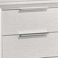 Ressy Nightstand with 2 Drawer, Silver Metal, Contemporary White Wood - BM338400