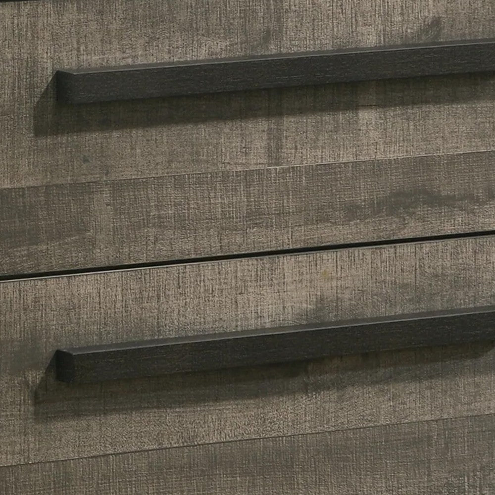 Ruthe Nightstand with 2 Drawers, Wide Top, Ebony Black, Gray Wood - BM338405