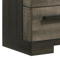 Ruthe Nightstand with 2 Drawers, Wide Top, Ebony Black, Gray Wood - BM338405