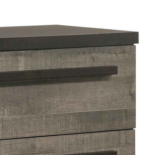 Ruthe Tall Dresser Chest with 4 Drawers, Ebony Black, Gray Wood - BM338406