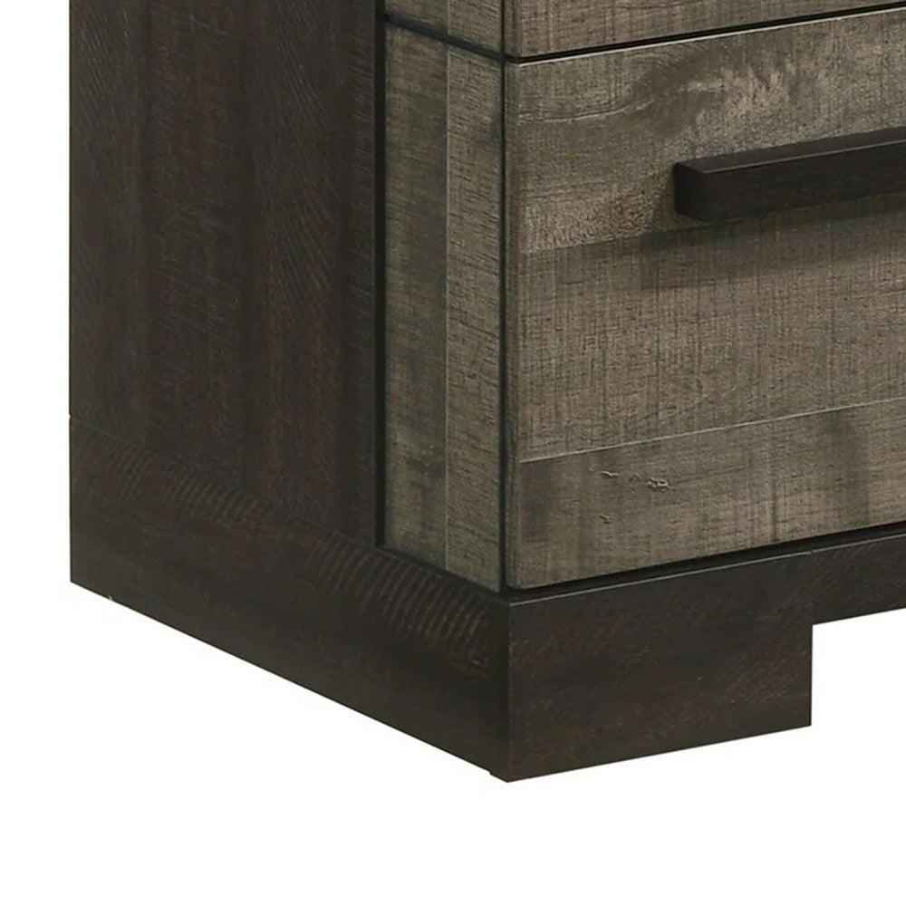 Ruthe Tall Dresser Chest with 4 Drawers, Ebony Black, Gray Wood - BM338406