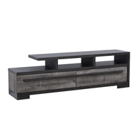 Ruthe TV Stand Media Console with 2 Drawers, Shelves, Black Gray Wood -BM338407
