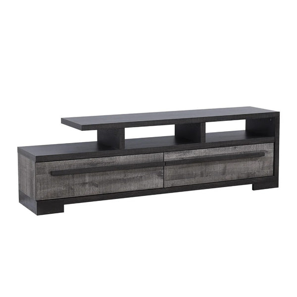 Ruthe TV Stand Media Console with 2 Drawers, Shelves, Black Gray Wood -BM338407